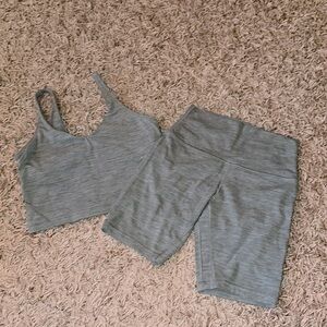 Teal lululemon align tank and bike short set